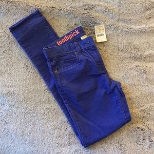 NWT J. Crew Toothpick Blue Corduroy Jeans 12 Girls